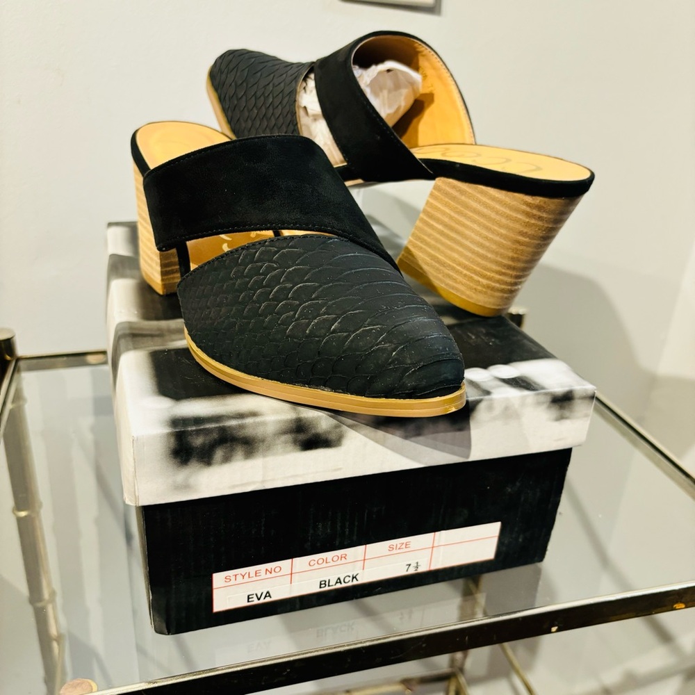 NEW COOCCI EVA, Block Heel Mules Slides Shoes
